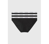 Bikinislip "3 PACK BIKINI (LOW-RISE)", Damen, Gr. L (40), 3 Stk., schwarz (schwarz, schwarz, schwarz), Jersey, Obermaterial: 90% Baumwolle, 10% Elasthan, CALVIN KLEIN UNDERWEAR, unifarben, körpernah,