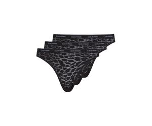 Bikinislip "3 PACK BIKINI (LOW-RISE)", Damen, Gr. S (36), 3 Stk., schwarz (schwarz, schwarz, schwarz), Obermaterial: 87% Polyamid, 13% Elasthan, CALVIN KLEIN UNDERWEAR, gemustert, körpernah, Unterhose