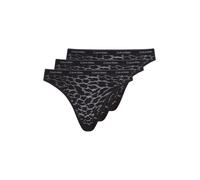 Bikinislip "3 PACK BIKINI (LOW-RISE)", Damen, Gr. XXL (46), 3 Stk., schwarz (schwarz, schwarz, schwarz), Obermaterial: 87% Polyamid, 13% Elasthan, CALVIN KLEIN UNDERWEAR, gemustert, körpernah, Unterho