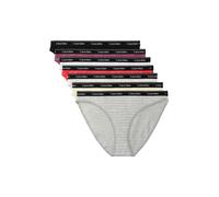 Bikinislip "BIKINI 7PK", Damen, Gr. L (40), blck, prsrbt, icnlgstrp gryhthr, snwht, Jersey, Obermaterial: 90% Baumwolle, 10% Elasthan, CALVIN KLEIN UNDERWEAR, unifarben, körpernah, Unterhosen, Körpern