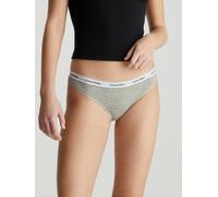 Bikinislip "BIKINI (LOW-RISE)", Damen, Gr. XXL (46), grau, Jersey, Obermaterial: 90% Baumwolle, 10% Elasthan, CALVIN KLEIN UNDERWEAR, meliert, körpernah, Unterhosen, mit Logobund (50031111-XXL) grau
