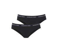 Bikinislip COPENHAGEN STUDIOS "mit softem Logobund", Damen, Gr. XL (42), schwarz, Feinripp, Obermaterial: 96% Baumwolle, 4% Elasthan (LYCRA), unifarben mit Farbeinsatz, körpernah, Unterhosen, aus geri