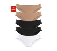 Bikinislip PETITE FLEUR Gr. 48/50, beige (beige, schwarz, weiß), Damen, Obermaterial: 95% Baumwolle, 5% Elasthan, unifarben, Unterhosen, aus elastischer Baumwoll-Qualität (808049-48) beige, schwarz, w