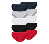 Bikinislip PETITE FLEUR Gr. 48/50, 10 St., bunt (rot, schwarz, weiß, grau, meliert, navy) Damen Unterhosen Bikini Slips aus elastischer Baumwolle (70555545-48)