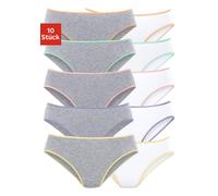 Bikinislip PETITE FLEUR Gr. 48/50, 10 St., grau (weiß, meliert) Damen Unterhosen Bikini Slips aus elastischer Baumwolle (572422-48)