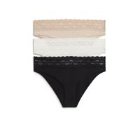 Bikinislip, Damen, Gr. S (36), 3 Stk., beige (ivory, misty blush, schwarz), Webqualität, Obermaterial: 95% Baumwolle, 5% Elasthan, TOMMY HILFIGER UNDERWEAR, unifarben, körpernah, Unterhosen, Körpernah