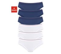 Bikinislip H.I.S, Damen, Gr. 36/38, blau (marine, weiß), Obermaterial: 95% Baumwolle, 5% Elasthan, unifarben, körpernah, Unterhosen, aus elastischer Baumwoll-Qualität (579996-36) marine, weiß