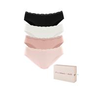 Bikinislip LASCANA, Damen, Gr. 48/50, 4 Stk., schwarz (pink, creme, sand, schwarz), Jersey, Obermaterial: 95% Baumwolle, 5% Elasthan, unifarben, bequem, Unterhosen, aus elastischer Baumwolle, in schön