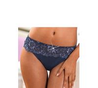 Bikinislip LASCANA "Wanda", Damen, Gr. 36/38, blau (marine), Microtouch, Spitze, Obermaterial: 80% Polyamid, 12% Polyester, 8% Elasthan, figurbetont, Unterhosen, mit Stickerei Spitze in floraler Optik