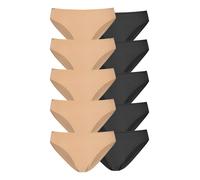 Bikinislip PETITE FLEUR, Damen, Gr. 36/38, schwarz (beige, schwarz), Single Jersey, Obermaterial: 95% Baumwolle, 5% Elasthan, unifarben, körpernah, Unterhosen, aus elastischer Baumwolle (87534041-36)