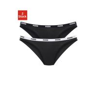 Bikinislip PUMA "Iconic", Damen, Gr. M, schwarz (schwarz, schwarz), Obermaterial: 57% Baumwolle, 38% Modal, 5% Elasthan, bedruckt, unifarben mit Farbeinsatz, bequem, Unterhosen, mit schmalem Logo-Webb