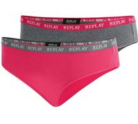 Bikinislip REPLAY "LADY SLIP Style 1 T/C 2pcs waterfall pack", Damen, Gr. S, pink (grau, meliert, fuchsia), Jersey, Obermaterial: 50% Viskose, 45% Baumwolle, 5% Elasthan, unifarben, Unterhosen Bikinis