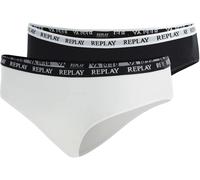 Bikinislip REPLAY "LADY SLIP Style 1 T/C 2pcs waterfall pack", Damen, Gr. S, schwarz-weiß (schwarz, weiß), Jersey, Obermaterial: 50% Viskose, 45% Baumwolle, 5% Elasthan, unifarben, Unterhosen Bikinisl