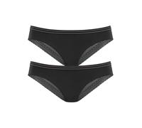 Bikinislip S.OLIVER, Damen, Gr. 40/42, 2 Stk., schwarz, Obermaterial: 92% Polyamid, 8% Elasthan. Spitze: 90% Polyamid, 10% Elasthan, unifarben, Unterhosen Bikinislip, mit zarter Spitze hinten (3921380