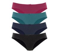 Bikinislip S.OLIVER, Damen, Gr. 48/50, bunt (lila, navy, petrol, schwarz), Obermaterial: 95% Baumwolle, 5% Elasthan, gemustert, körpernah, Unterhosen Bikinislip, aus elastischer Baumwolle (86735057-48
