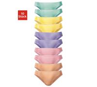 Bikinislip VIVANCE, Mädchen, Gr. 182, 10 Stk., bunt (gestreift), Jersey, Obermaterial: 95% Baumwolle, 5% Elasthan, gestreift, Unterhosen Slip, schöner Basicartikel in tollen Farben - passend für jeden
