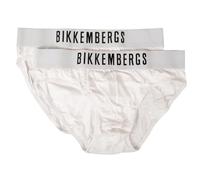 BIKKEMBERGS Herren-Slips, 2er-Pack, sichtbare, elastische, elastische Baumwoll-Unterwäsche, Artikel BKK1USP10BI, Doppelpack, White, L
