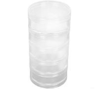 BildeeMait Transparente runde 5-lagige stapelbare Teilebox für Perlen, Knöpfe, kleine Hardware, Uhrenkomponenten, transparente Kunststoff-Vorratsdose mit sicherem Deckel, 6,9 x 13,7 cm (5 x 12,9 cm)