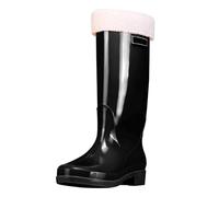 BILIKEYU Hohe Regenstiefel Für Damen Mit Samt Gefüttert Herausnehmbar Und Waschbar rutschfest Wasserdicht Warm Gummi-Regenstiefel Gummistiefel Für Arbeit Angeln Küche gr 40 Schwarz