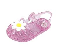 BILIKEYU Kleinkind Mädchen Jelly Schuhe Geschlossene Zehenausschnitte Riemchen Transparente Strand Sandalen Weiche Gummisohle Sommer Strand Flach (Pink, 5.5-6Years)