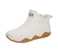 BILIKEYU Regenstiefel Damen Herren Flach rutschfest Wasserdicht Gummi-Regenstiefel Für Arbeit Angeln Autowäsche Küche Gummistiefel Kurze Stiefel gr 42 Weiß