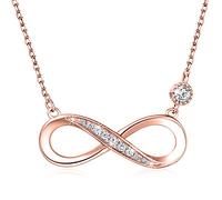 Billie Bijoux 925 Sterling Silber Halskette Endless Love Infinity Herz Anhänger weißes Gold überzogene Diamant Frauen einstellbare Halskette (Rose Gold)
