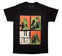 Billie Eilish T-Shirt 3 Photo Logo 100% Baumwolle Schwarz S