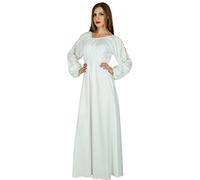 Bimba Frauen Boho Gotik Lange Maxi-Kleid-Spitze mit Langen Ärmeln weißen Kleid