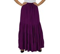 Bimba Frauen Boho Long Flaired Maxi Tierrock Elastische Taille Bohemian Röcke