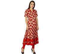 Bimba Frauen Lange Anarkali Kurta Kurti Halbarm klassischen roten indischen Kleid Modekleidung