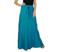 Bimba Lange Hose aus Baumwolle im Boho-Stil, Maxi-Hose mit elastischer Taille, Blau (Cadet Blue), 50