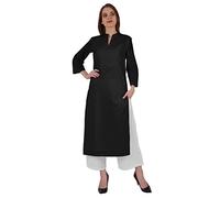 Bimba Mandarin-Kragen Mit Pintucked Neck Baumwolle Kurti Für Damen Indianer Ethnische Gerade Feste Kurta