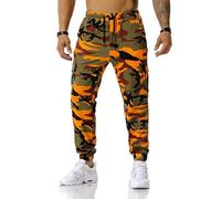 BINGFENG Herren-Jogginghose, Camouflage-Hose, lässig, Trainingsanzug, leichte Arbeitskleidung, Fitnessstudio, Sport, Laufen, Jogginghose, Orange, 34-37