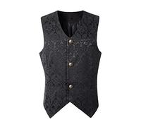 Binggong Herren Steampunk Gothic Weste Smoking Anzugweste Männer Mittelalter Kostüm Karneval Waistcoat West Vintage Cosplay Vest Overcoat
