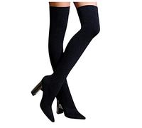 Binggong Overknees Stiefel Damen Sexy Stretch High Heels Stiefel mit spitzem Langschaftstiefel Einfarbig Schlupfstiefel Winterstiefel Elegante Damenstiefel Herbst Winter Sockenstiefel