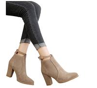 Binggong Stiefelette Damen Ankle Boots Stiefel mit Absatz und Reisverschluß Kurze Stiefel Elegante Damenschuhe Flandell High Heels Stiefel Spitze Blockabsatz Chelsea Boots Pumps Halbstiefel