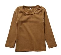 BINIDUCKLING Kids Basic Top Mädchen Jungen Langarm-T-Shirt, Kaffee, 6T