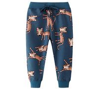 BINIDUCKLING Kids Boys' Jogging Bottoms Cotton Elastic Baggy Sweatpants Sports Pants Outdoor for Children Toddler Baby Waist Casual Trousers，Tiger，5T