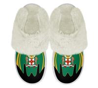 Binienty Flauschige Hausschuhe für Herren und Damen, Winter, Wärme, Slipper, Hausschuh mit rutschfester, flexibler, nicht verformender Gummisohle, Jamaika-Flagge, 36.5/37.5 EU