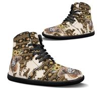 Binienty Minimalistische Barfußschuhe für Herren und Damen, PU-Leder, hohe Passform, Zero Drop, athletisch, Wandern, Walking-Sneaker, Aztec Yak, 46 EU