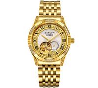 BINLUN 18K Gold Herren Armbanduhr Herren Automatikuhren Tourbillon Diamantenuhr für Herren Edelstahlarmband Leuchtzeiger Armbanduhren