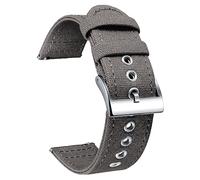 BINLUN Canvas Uhrenarmband Schnellverschluss Stoff Uhrenarmbänder 18mm 20mm 22mm 24mm Textil Ersatzarmbänder für Herren und Damen mit Silber/Schwarze Schnalle