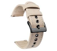 BINLUN Canvas Uhrenarmband Schnellverschluss Stoff Uhrenarmbänder 18mm 20mm 22mm 24mm Textil Ersatzarmbänder für Herren und Damen mit Silber/Schwarze Schnalle