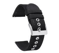 BINLUN Canvas Uhrenarmband Schnellverschluss Stoff Uhrenarmbänder 18mm 20mm 22mm 24mm Textil Ersatzarmbänder für Herren und Damen mit Silber/Schwarze Schnalle