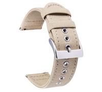 BINLUN Canvas Uhrenarmband Schnellverschluss Stoff Uhrenarmbänder 18mm 20mm 22mm 24mm Textil Ersatzarmbänder für Herren und Damen mit Silber/Schwarze Schnalle