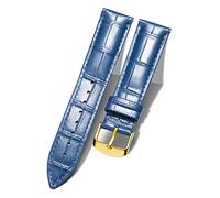 BINLUN Leder-Uhrenarmband 10mm-24mm Krokodilmuster Schnellverschluss Ersatz Kalbsleder Armbänder für Smartwatch Herren & Damen 13 Größen Silber/Gold/Roségold Schnalle (Gold Schnalle,blau,20mm)