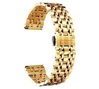 BINLUN Poliertes Edelstahl Uhrenarmband Smartwatch Ersatzband Metallarmband für Damen & Herren 6 Farben 12mm/13mm/14mm/15mm/16mm/17mm/18mm/19mm/20mm/21mm/22mm/23mm/24mm（Gold，18mm）