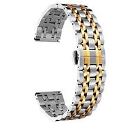 BINLUN Premium-Uhrenarmbänder aus Edelstahl, solide, Ersatz-Uhrenarmbänder für Damen und Herren, 6 Farben (Gold, Silber, Schwarz, Roségold, Goldton, Roségold), 13 Größen (12 mm - 24 mm)