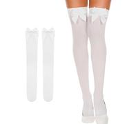 BinXiaoQin Overknees Strümpfe Damen,Kniestrümpfe Damen mit Schleife,Overknees Thigh Highs Socks,Overknee Strümpfe mit Schleife,Cheerleader Overknee Strumpfhose damen