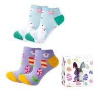 BINXWA Socken ostern,Frauen kurze Baumwolle happy 36-42 Socken,lustige socken damen mit motiv Bunny Osterei,Geeignet für Ostern Zubehör und geschenke